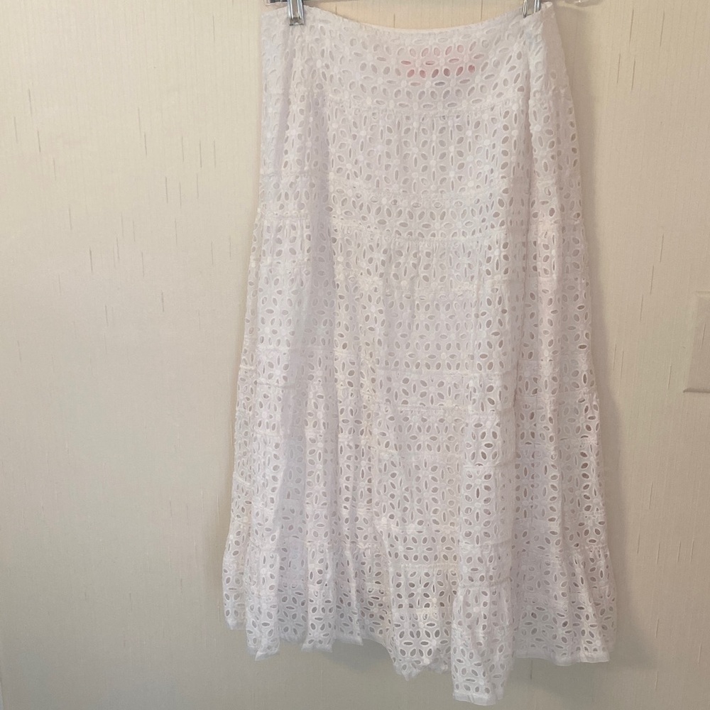 Cynthia Steffe Elegant White Eyelet A-Line Skirt